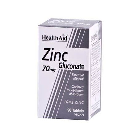 HEALTH AID Zinc Gluconate 70mg - 90 Tablets | Μέταλλα - Ιχνοστοιχεία - Αγορά Online