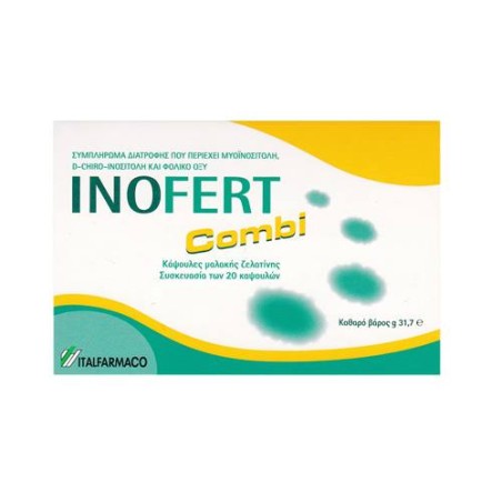 Inofert Combi Συμπλήρωμα Διατροφής Μυο-Ινοσιτόλης για Υπέρβαρες Γυναίκες με Σύνδρομο Πολυκυστικών Ωοθηκών, 20 caps