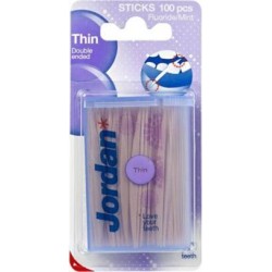 JORDAN THIN DOUBLE ENDED STICKS - ΛΕΠΤΕΣ ΟΔΟΝΤΟΓΛΥΦΙΔΕΣ, 100 ΤΕΜΑΧΙΑ
