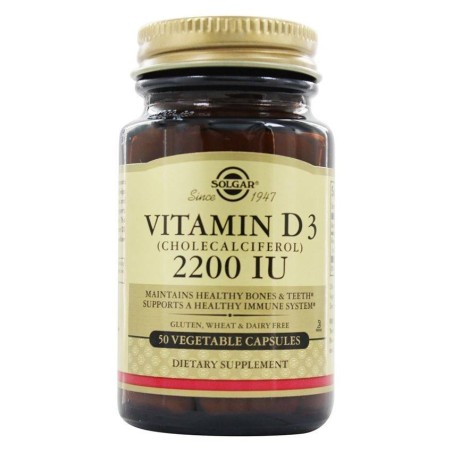 SOLGAR Vitamin D3 (cholecalciferol) 2200 Iu Vegetable Capsules 50s