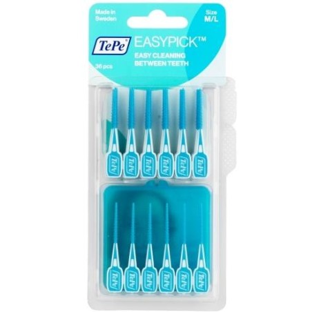 TePe EasyPick M/L Ενισχυμένη Ελαστική Οδοντογλυφίδα, 36τεμ,μπλε