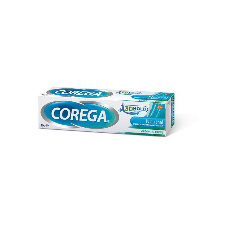 Corega 3D Hold Neutral Στερεωτική Κρέμα Οδοντοστοιχιών, με ουδέτερη γεύση, 40gr