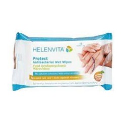 HELENVITA Protect Antibacterial Wet Wipes Υγρά Αντιβακτηριδιακά Μαντηλάκια 15τμχ | Κρυολόγημα - Αγορά Online