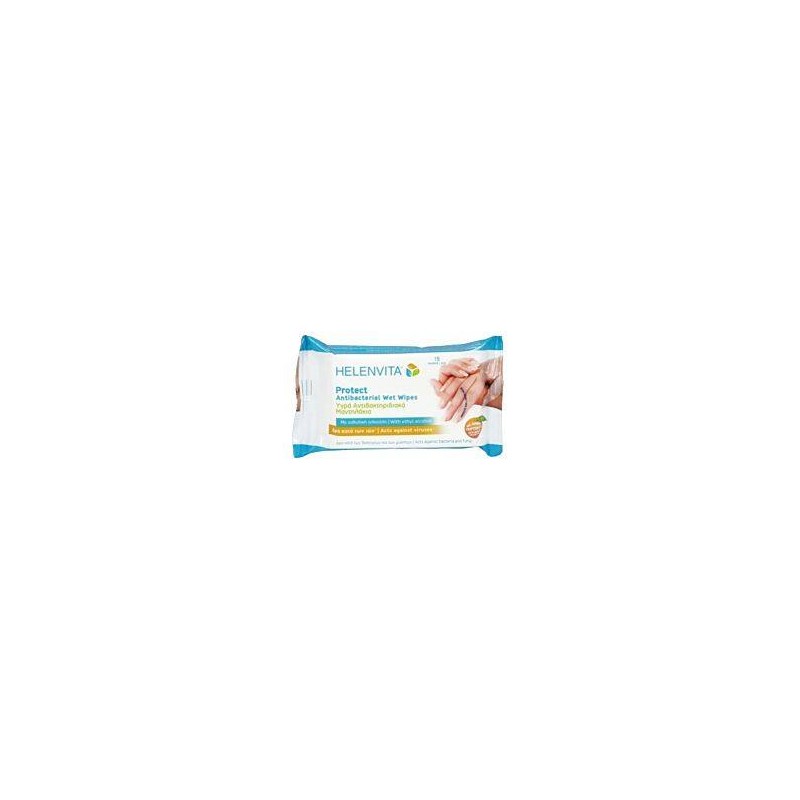 HELENVITA Protect Antibacterial Wet Wipes Υγρά Αντιβακτηριδιακά Μαντηλάκια 15τμχ | Κρυολόγημα - Αγορά Online