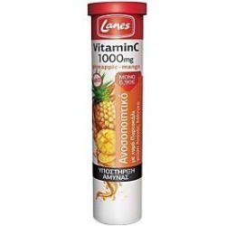 LANES Vitamin C 1000mg με Χυμό Πορτοκάλι και Γεύση Ανανά και Μάνγκο 20 Αναβ. Ταμπλέτες | Κρυολόγημα - Αγορά Online