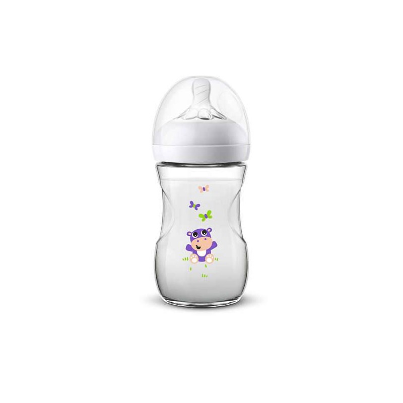 Philips Avent SCF070/22 Natural 1m+ Μπιμπερό Ιπποπόταμος με Θηλή Αργής Ροής, 260ml | Philips | Online Φαρμακείο