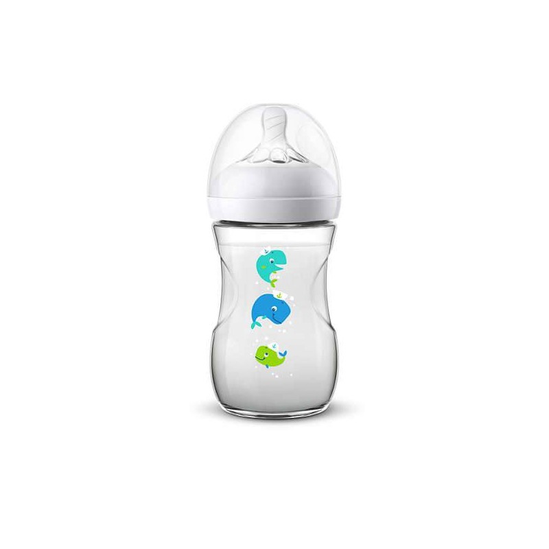 Philips Avent SCF070/23 Natural 1m+ Μπιμπερό Φάλαινα με Θηλή Αργής Ροής, 260ml | Philips | Online Φαρμακείο