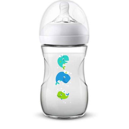 Philips Avent SCF070/23 Natural 1m+ Μπιμπερό Φάλαινα με Θηλή Αργής Ροής, 260ml | Philips | Online Φαρμακείο