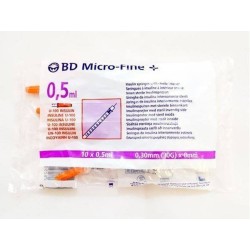 BD Micro-Fine + 8mm, Αποστειρωμένες Σύριγγες Ινσουλίνης 30G 10 x 0,5ml | Συσκεύες - Αναλώσιμα - Αγορά Online