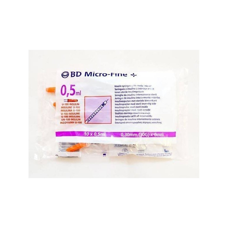 BD Micro-Fine + 8mm, Αποστειρωμένες Σύριγγες Ινσουλίνης 30G 10 x 0,5ml | Συσκεύες - Αναλώσιμα - Αγορά Online