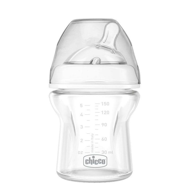 Chicco Natural Feeling Γυάλινο Μπιμπερό για 0m+ με Θηλή Σιλικόνης, 150ml