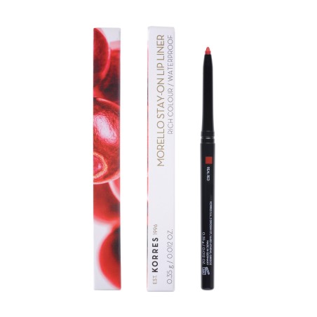 Korres Morello Stay-On Lip Liner 02 Real Red Αδιάβροχο μηχανικό μολύβι χειλιών, 0.35g