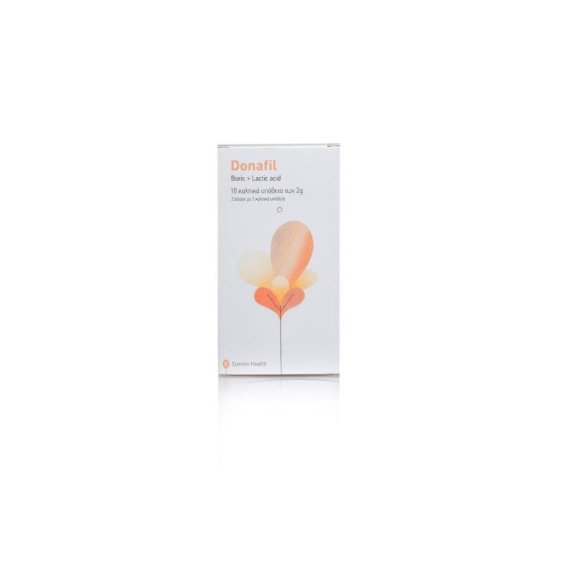 Epsilon Health Donafil Boric + Lactic acid Κολπικά Υπόθετα 2g, 10τμχ | Χωρίς Ντροπή - Αγορά Online