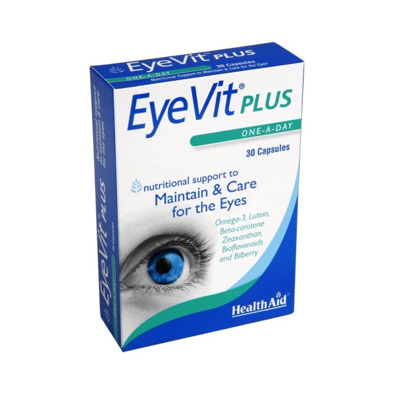 Health Aid EyeVit PLUS, Συνδυασμός από βότανα, βιταμίνες, μέταλλα & ιχνοστοιχεία, που βοηθούν τα μάτια να παραμένουν φωτεινά & υ