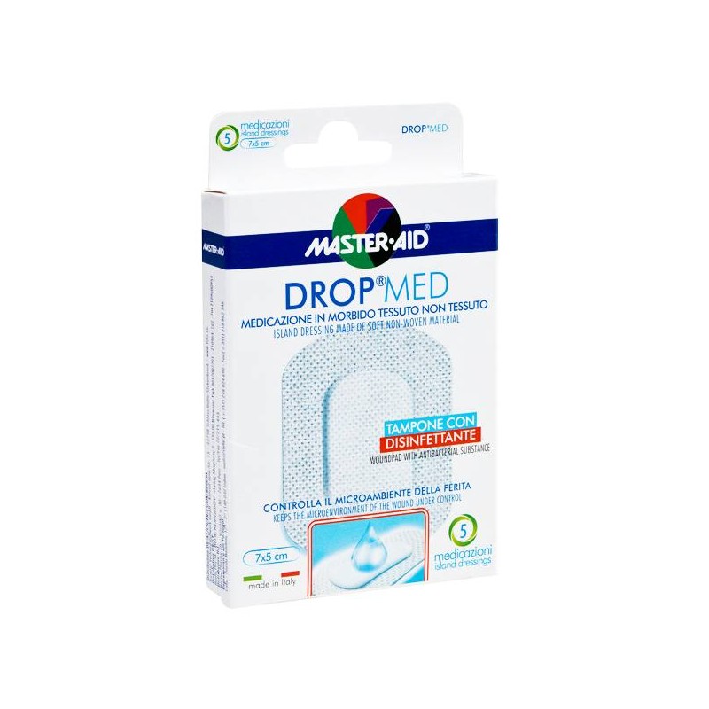 Masteraid Drop Med Αυτοκόλλητες Ατικολλητικές Γάζες 5x7cm (4,2x2,6), 5 τεμάχια | Πρώτες Βοήθειες - Αγορά Online