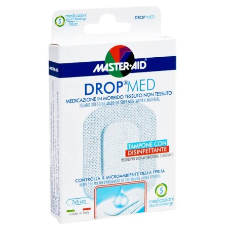 Masteraid Drop Med Αυτοκόλλητες Ατικολλητικές Γάζες 5x7cm (4,2x2,6), 5 τεμάχια | Πρώτες Βοήθειες - Αγορά Online