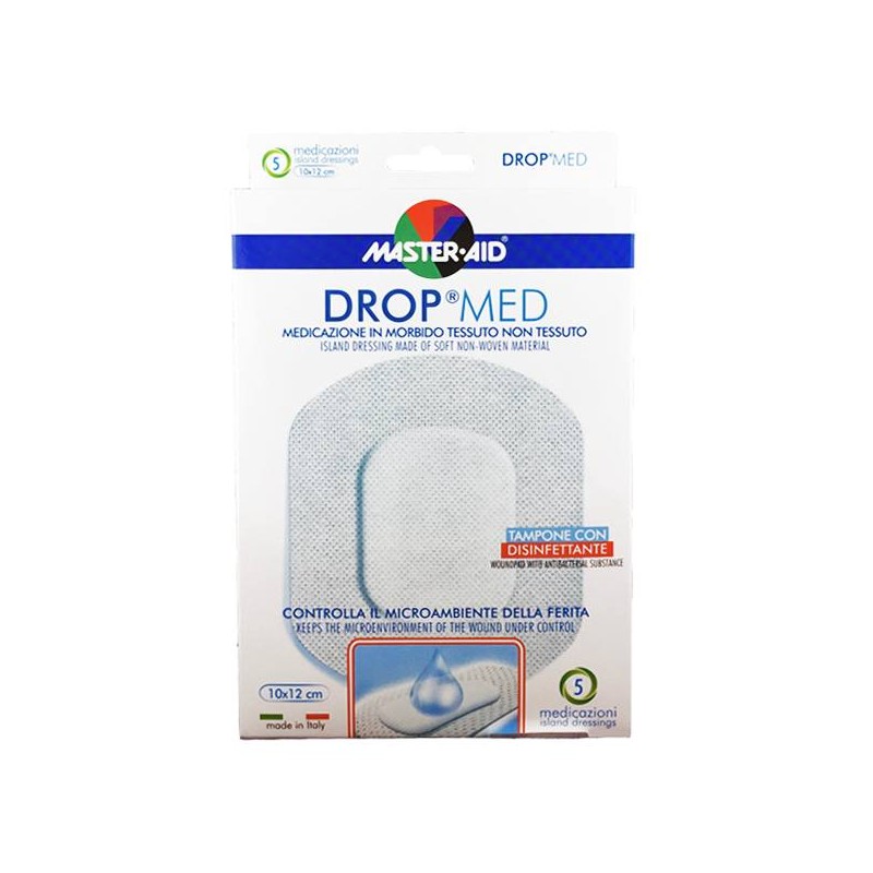 Masteraid Drop Med Αυτοκόλλητες Ατικολλητικές Γάζες 10x12cm (5,5x7,2), 5 τεμάχια | Πρώτες Βοήθειες - Αγορά Online