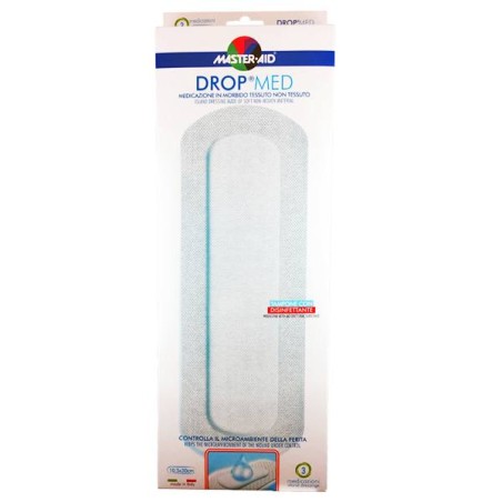 Masteraid Drop Med Αυτοκόλλητες Ατικολλητικές Γάζες 10,5x30cm (6x25,2), 3 τεμάχια | Πρώτες Βοήθειες - Αγορά Online