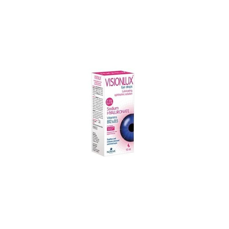 Novax Visionlux Lubrucating Eye Drops Λιπαντικό Οφθαλμικό Διάλυμα με υαλουρονικό νάτριο σε σταγόνες, 10ml | Μάτια - Αγορά Online