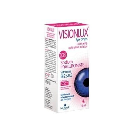 Novax Visionlux Lubrucating Eye Drops Λιπαντικό Οφθαλμικό Διάλυμα με υαλουρονικό νάτριο σε σταγόνες, 10ml | Μάτια - Αγορά Online