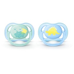 Philips Avent Ultra Air SCF344/20 Ορθοδοντική Πιπίλα Σιλικόνης Ultra Air 0-6m για δέρμα που αναπνέει σε Μπλε & Βεραμάν Χρώμα, 2 