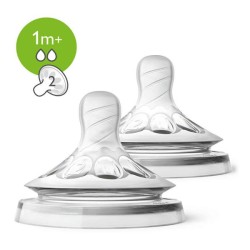 Philips Avent SCF042/27 Θηλές Σιλικόνης Natural Φυσικό Τάισμα, Αργή Ροή με 2 Οπές 1m+, 2 τεμάχια | Philips | Online Φαρμακείο