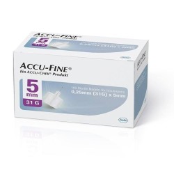Accu chek Accu-Fine 0.25mm (31G) x 5mm Αποστειρωμένες Βελόνες για πένα Ινσουλίνης, 100τμχ | Συσκεύες - Αναλώσιμα - Αγορά Online