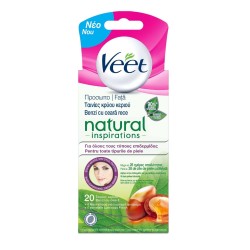 Veet Wax Strips Natural Inspirations Ταινίες Αποτρίχωσης Προσώπου Κρύο Κερί Με Αργανέλαιο Για Κανονικές Επιδερμίδες, 20 τεμάχια