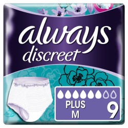 Always Discreet Pants Plus Medium Εσώρουχο μιας χρήσης για ακράτεια, 9τμχ | Χωρίς Ντροπή - Αγορά Online