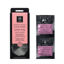 Apivita Pink Clay Face Mask Μάσκα Προσώπου με Ροζ Άργιλο για Απαλό Καθαρισμό, 2 x 8ml