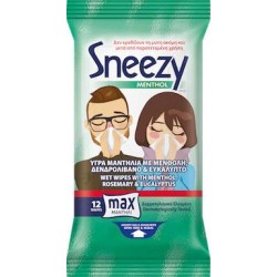 ΜΕΓΑ Sneezy Υγρά Μαντηλάκια με Μενθόλη 12τμχ