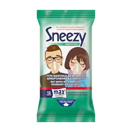 ΜΕΓΑ Sneezy Υγρά Μαντηλάκια με Μενθόλη 12τμχ