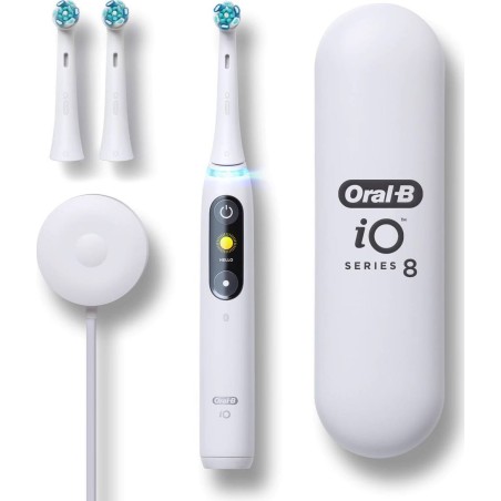 Oral-B iO Series 8 Ηλεκτρική Οδοντόβουρτσα με Χρονομετρητή και Αισθητήρα Πίεσης White Alabaster