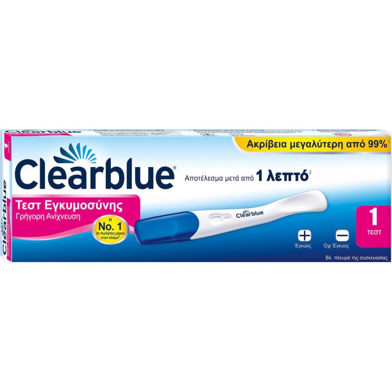 Clearblue Τεστ Εγκυμοσύνης Γρήγορη Ανίχνευση 1τμχ | Συσκεύες - Αναλώσιμα - Αγορά Online