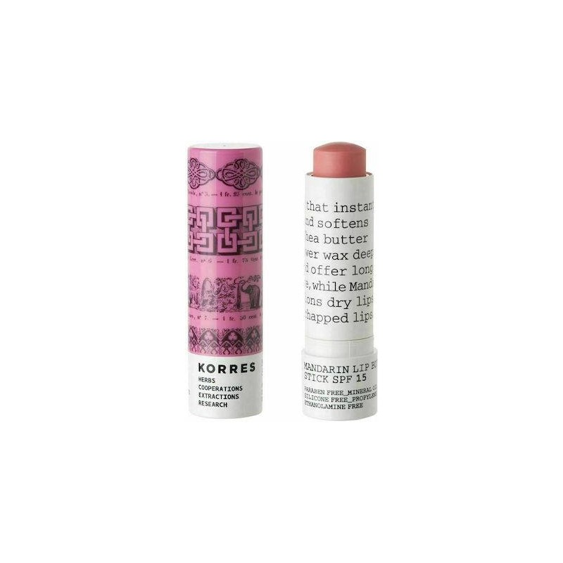 Korres Μανταρίνι SPF15 Lip Butter με Χρώμα Ροζ 5ml