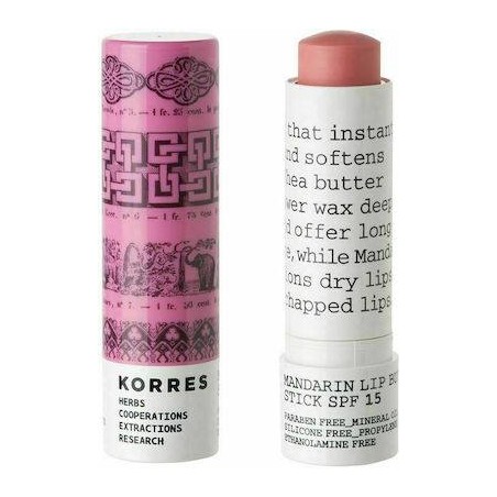 Korres Μανταρίνι SPF15 Lip Butter με Χρώμα Ροζ 5ml