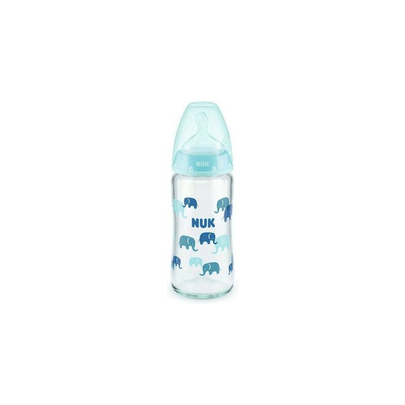 Nuk First Choice+ Γυάλινο Μπιμπερό με Θηλή Σιλικόνης Μεσαίας Οπής, από 0-6 μηνών, 240ml (10.745.068)
