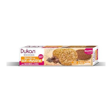 Dukan Μπισκότα Βρώμης με Επικάλυψη Σοκολάτας & Σπόρους Chia Χωρίς Ζάχαρη 160gr