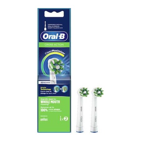 Oral-B Cross Action CleanMaximiser Improved Black Edition Ανταλλακτικές Κεφαλές για Ηλεκτρική Οδοντόβουρτσα 2τμχ