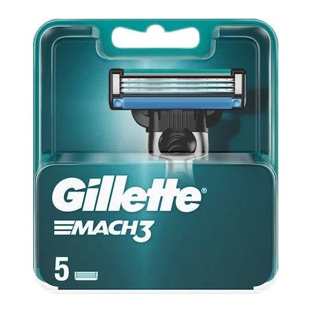 Gillette Mach3 Ανταλλακτικές Κεφαλές με 3 Λεπίδες και Λιπαντική Ταινία 5τμχ