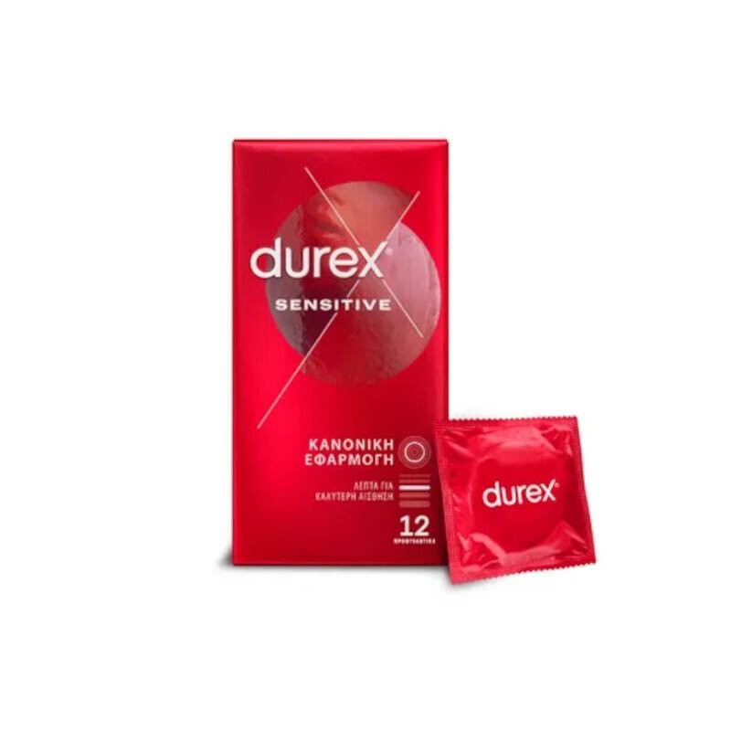 Durex Sensitive Προφυλακτικά Λεπτά με Κανονική Εφαρμογή, 12τεμ