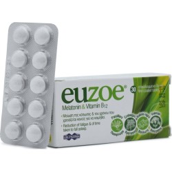 Euzoe Melatonin & Vitamin B12 Συμπληρώματα Διατροφής για την Μείωση της Κόπωσης 30 δισκία.
