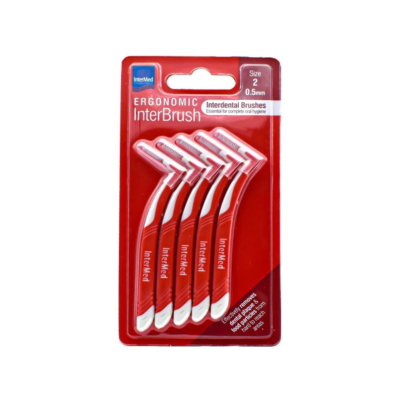 Intermed Ergonomic InterBrush Size 2 Μεσοδόντια Βουρτσάκια Κόκκινα 5τμχ